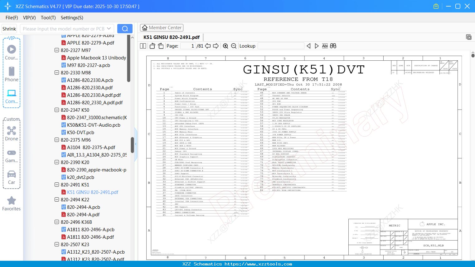 Laptop Apple K51 GINSU 820-2491